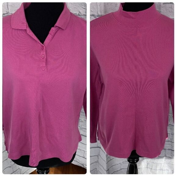 Classic elements mock turtleneck & collared Longsleeve tops sz Petite LG 14-16 - Picture 1 of 14